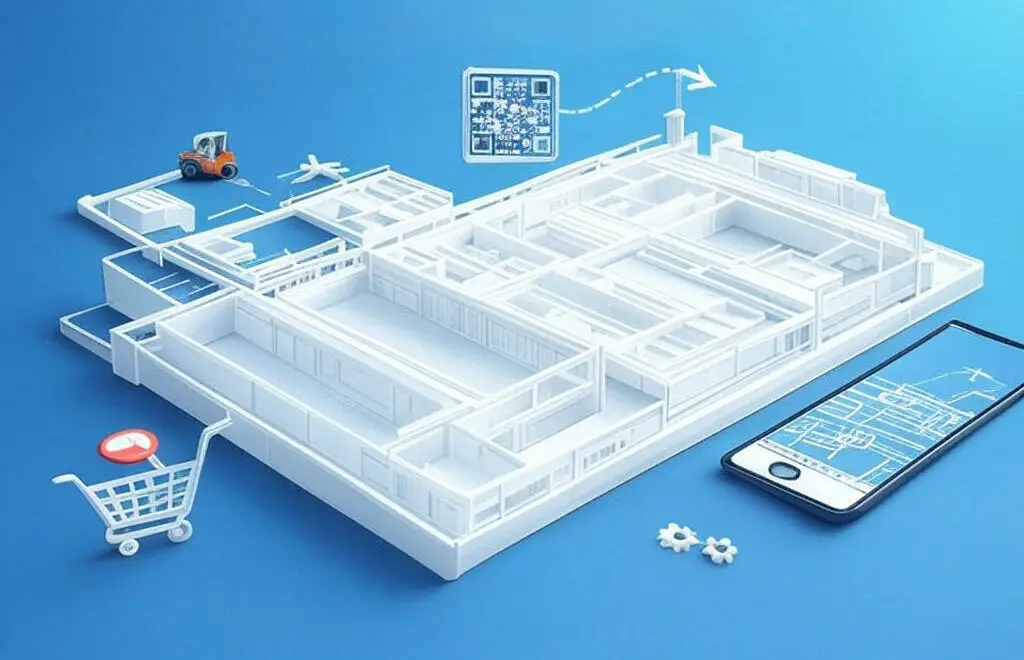 Mapa interativo para localização em áreas sem GPS em shoppings, aeroportos e indústrias.
